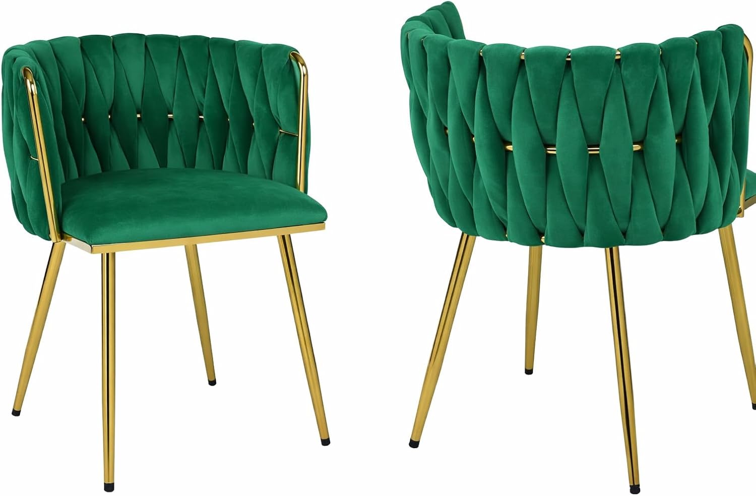 BS10-GREEN_GOLD Set of 2 Velvet Dining Chairs Luxury Gold Legs Padded Velvet Dining Office Chair - Image 1