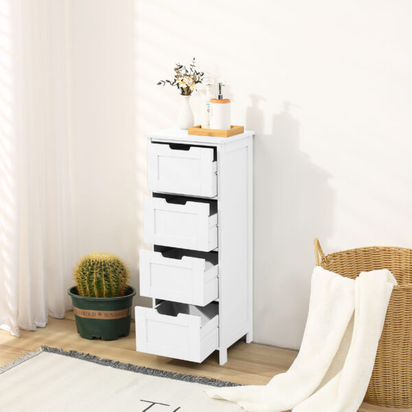 Bathroom Cabinet 4 Drawer White Storage Cupboard Free Standing Unit Living Room