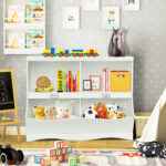 White Wood Kids Storage Cubby Children Books Toys Organiser Bins Scrapbooks Fun
