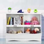 White Wood Kids Storage Cubby Children Books Toys Organiser Bins Scrapbooks Fun - Image 7