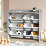 Kids Storage Wooden Unit Children's Bookshelf Toy Box 12 Cube 3 Tier Tubs Box - Image 4