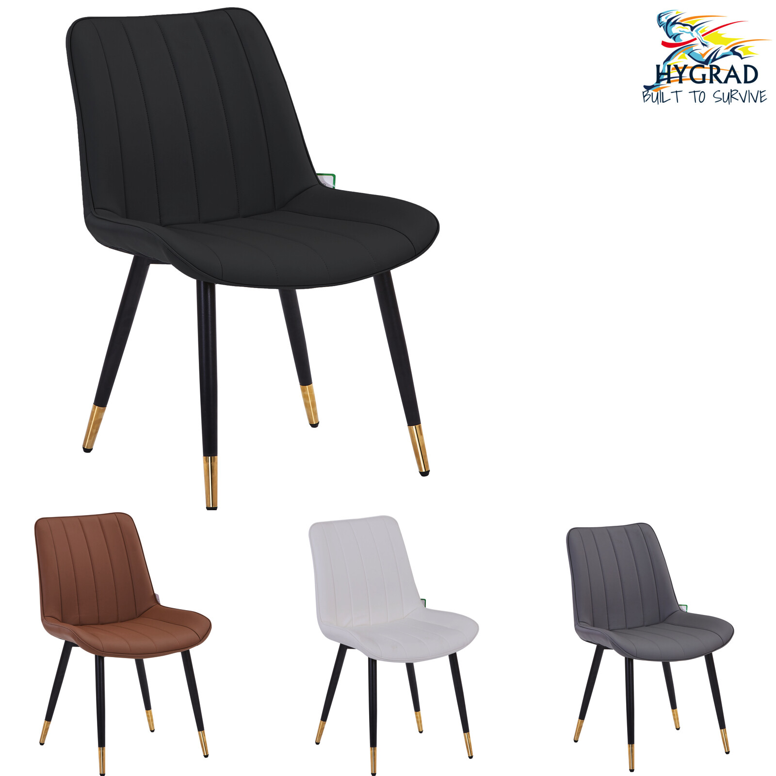 LDC-4-MIX Set of 2 Faux Leather PU Padded Dining Chairs Kitchen Dining Room Chair Set Family - Image 1