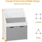 Kids Bookshelf, Toy Organiser with Removable Storage Drawer, Children’s bookcase - Image 3