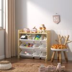 Kids Toy Storage Unit 9 Boxes Drawers 3 Tier Childrens Shelf Kids Bedroom Play
