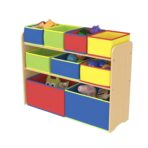 Childrens Storage Shelf Kids Bookshelf Rack w/ 9 Toy Organizer Boxes Playroom UK - Image 2