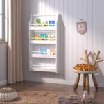 Kids Bookcase Wall-mounted Bookshelf Display Storage Rack With 4 Tier Shelves