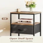 Bedside Table with Charging Station, Side Table Nightstand 1 Drawers Industrial - Image 3