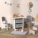 Kids Table and 2 Chairs Set Storage Children Learning Dining Activity Furniture