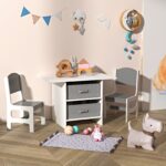 Kids Table and 2 Chairs Set Storage Children Learning Dining Activity Furniture