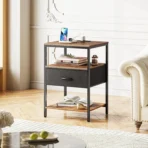 Bedside Table with Charging Station, Side Table Nightstand 1 Drawers Industrial - Image 5