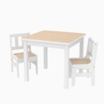 Kids Wooden Study Table with 2 Chairs, MDF & Pine Wood, Children Furniture Set - Image 3