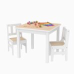 Kids Wooden Study Table with 2 Chairs, MDF & Pine Wood, Children Furniture Set - Image 4