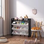 Kids Storage Unit Toy Box Organiser Bookshelf With Removable Bins, for Playroom - Image 2