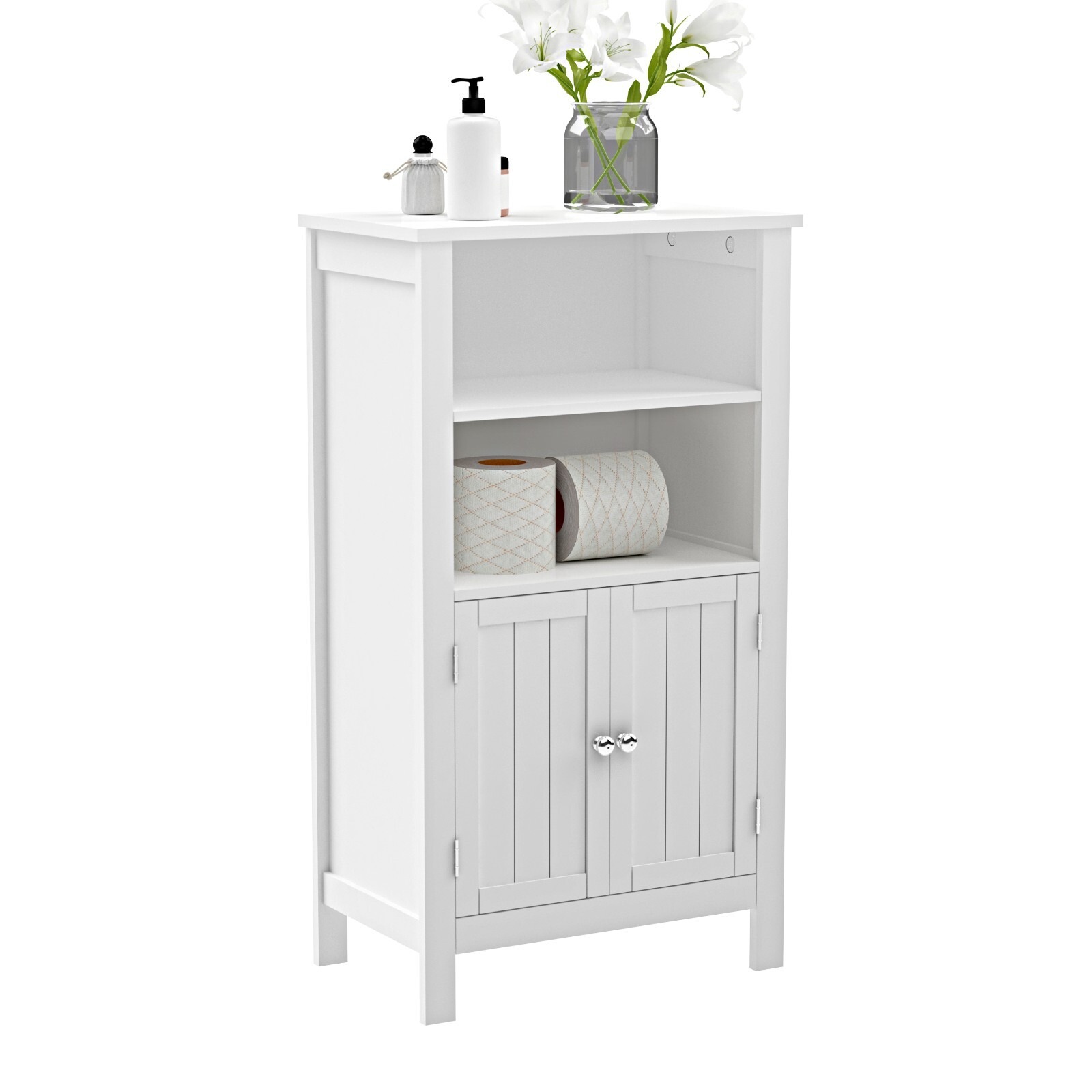 imgi_110_s-l1600 Bathroom Cabinet Storage Shelf Wooden Drawer Cupboard Free Standing Unit White - Image 1