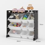 Kids Storage Unit Toy Box Organiser Bookshelf With Removable Bins, for Playroom - Image 6