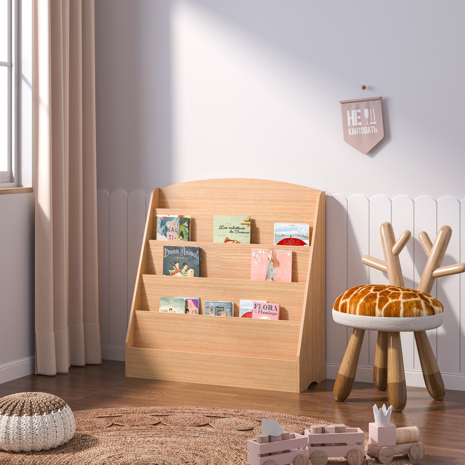 imgi_112_s-l1600 (1) Kids Childrens Book Shelf Wooden Storage Rack Organizer Bookcase Bookshelf Stand - Image 1