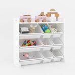 3 Tier Kids Toy Storage Unit 9 Boxes Drawers Childrens Shelf Kids Bedroom Play - Image 2