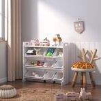 3 Tier Kids Toy Storage Unit 9 Boxes Drawers Childrens Shelf Kids Bedroom Play