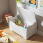 White Wooden Toy Box Organizer Storage Chest Ottoman Basket Box & Sitting Bench - Image 3