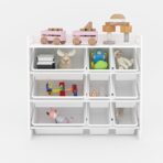 3 Tier Kids Toy Storage Unit 9 Boxes Drawers Childrens Shelf Kids Bedroom Play - Image 3