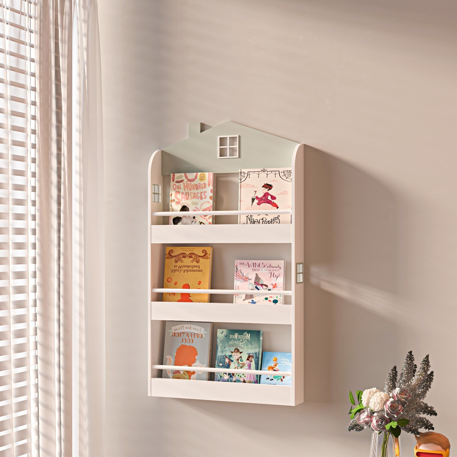 imgi_115_s-l1600 Children Bookcase Kids 3Tier Display Bookshelf Storage Unit Shelving Wooden Rack - Image 1