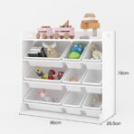3 Tier Kids Toy Storage Unit 9 Boxes Drawers Childrens Shelf Kids Bedroom Play - Image 4