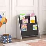 4 Tier Children Sling Book Rack Bookshelf Wooden Kids Book Rack Storage Shelf