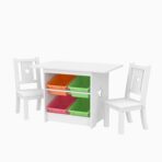 Childrens Kids Wooden Table and Chairs Set With Storage for Nurseries & Bedrooms - Image 2