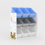 Toy Storage Unit Kids Wooden Shelf Organiser With 9 Plastic Removable Baskets - Image 4