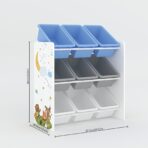 Toy Storage Unit Kids Wooden Shelf Organiser With 9 Plastic Removable Baskets - Image 6