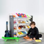 4 Tier Kids Toy Storage Unit 12 Boxes Drawers Childrens Shelf Kids Bedroom Play - Image 3