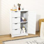 Bathroom Storage Cabinet 4-Drawer Cupboard Free Standing Unit Shelf Furniture UK
