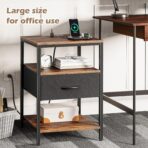 Bedside Table with Charging Station, Side Table Nightstand 1 Drawers Industrial - Image 7