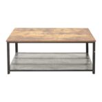 2-Tier Wooden Coffee Table Retro Industrial Style Side Desk Living Room Shelf - Image 6