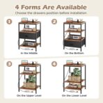 Bedside Table with Charging Station, Side Table Nightstand 1 Drawers Industrial - Image 9