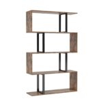 Wooden S-Shaped Bookcase Living Room Modern Display Shelves Storage Unit Divider - Image 5