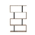 Wooden S-Shaped Bookcase Living Room Modern Display Shelves Storage Unit Divider - Image 4