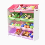 Kids Toy Storage Rack Unit 16 Boxes Removable Bins Freestanding Toy Organizer UK - Image 3