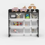 Kids Storage Unit Toy Box Organiser Bookshelf With Removable Bins, for Playroom - Image 5