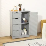 Bathroom Storage Cabinet 4-Drawer Cupboard Free Standing Unit Shelf Furniture - Image 4