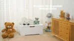 White Wooden Toy Box Organizer Storage Chest Ottoman Basket Box & Sitting Bench - Image 2