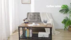 2-Tier Wooden Coffee Table Retro Industrial Style Side Desk Living Room Shelf - Image 2