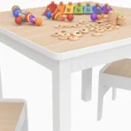 Kids Wooden Study Table with 2 Chairs, MDF & Pine Wood, Children Furniture Set - Image 2