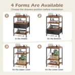 Bedside Table with Charging Station, Side Table Nightstand 1 Drawers Industrial - Image 4