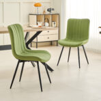 Dining Chairs Set of 2 Leather with Sturdy Metal Legs for Home, Office, and Cafe - Image 2