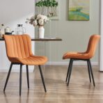 Dining Chairs Set of 2 Leather with Sturdy Metal Legs for Home, Office, and Cafe - Image 4