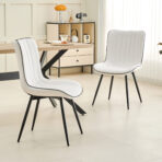 Dining Chairs Set of 2 Leather with Sturdy Metal Legs for Home, Office, and Cafe - Image 3